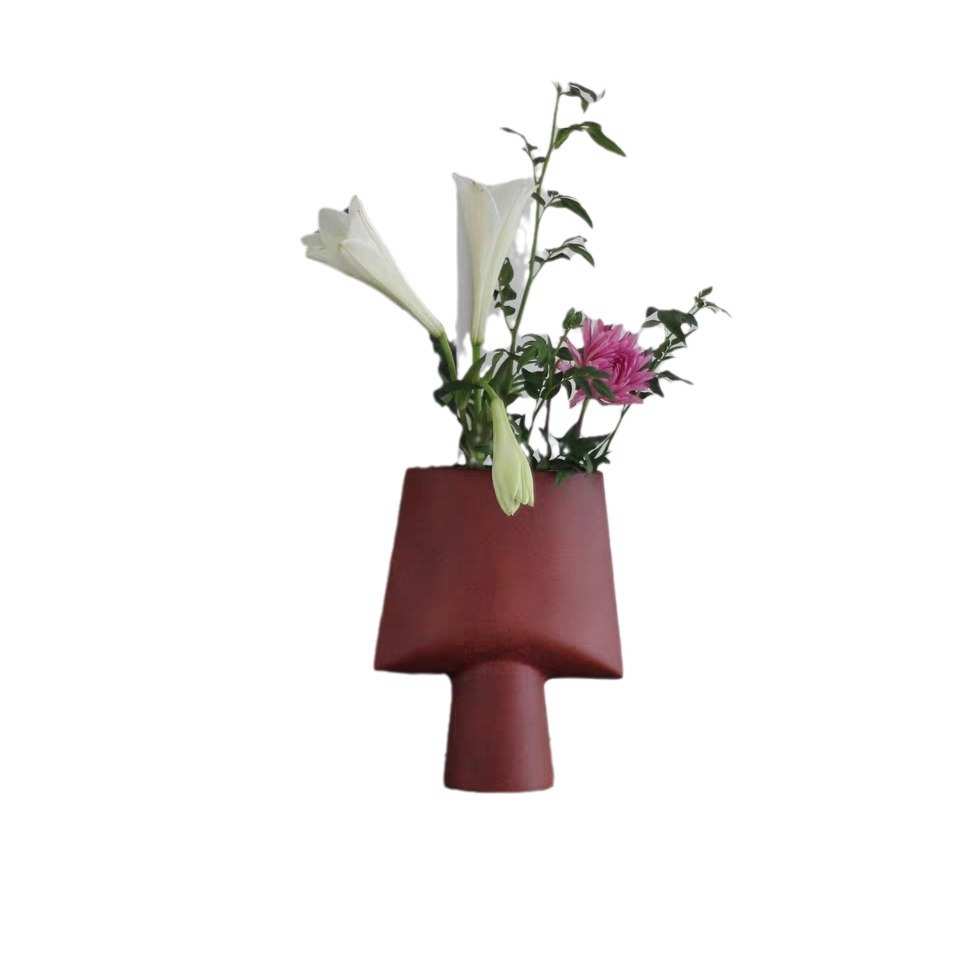 批发侘寂风陶瓷花瓶 北欧风花器 INS个性高品质装饰品摆件