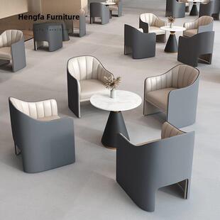 轻奢现代售楼处售楼部谈判一桌4椅小圆桌洽谈桌接待洽谈桌椅组合