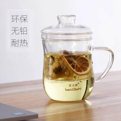 北大史花茶杯耐热玻璃水杯男女茶水分离泡茶杯过滤家用办公喝水杯