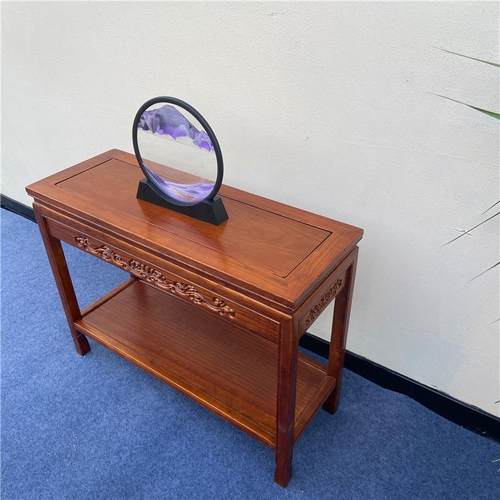 方长条桌0J实木花盆景架长形鱼缸桌室内桌奇石桌客厅窄边榆木架中