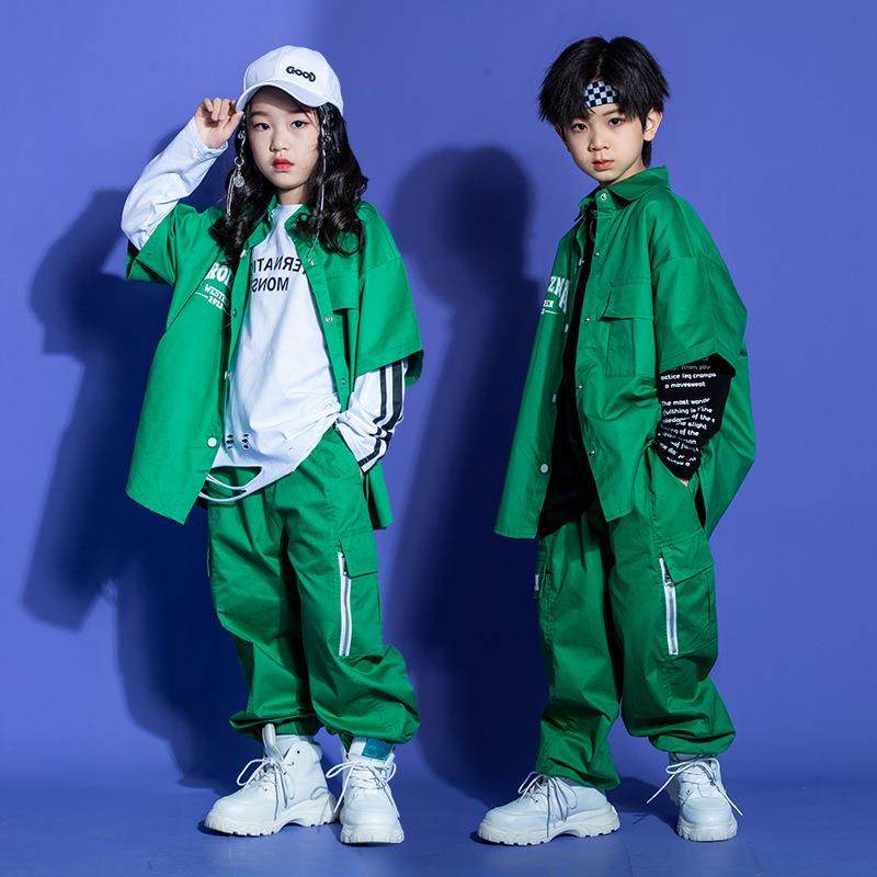 冬季嘻哈男女童T台表演服装街舞儿童潮服少儿hiphop架子鼓演出服