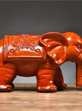 花送梨木雕吸水大象摆饰一对实玄关客厅电视木柜GG01033装饰艺品