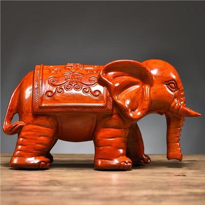 花送梨木雕吸水大象摆饰一对实玄关客厅电视木柜GG01033装饰艺品