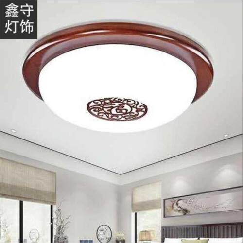 中式吸顶灯圆形LED实木艺客厅灯卧室过道灯玄关门厅中国风灯具led