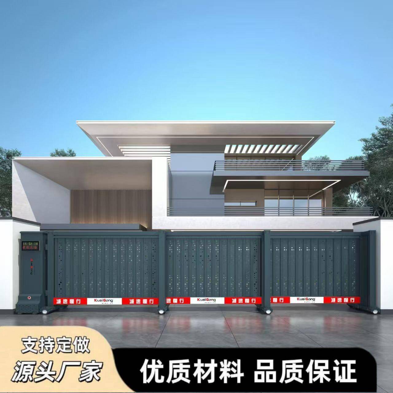 强度段滑门分段平移门抗风耐腐蚀无轨畅滑平稳静音工厂园区守护
