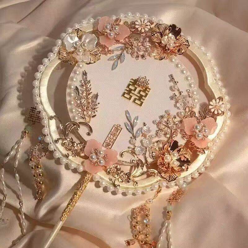 新娘团扇diy闺蜜礼物扇子中式粉色秀禾扇高级感婚礼出嫁手工成品