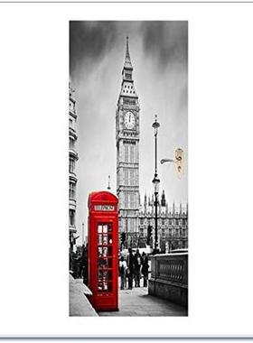 巨创货源PVC贴纸3D个性自粘门贴 现代墙面装饰红色电话亭钟楼