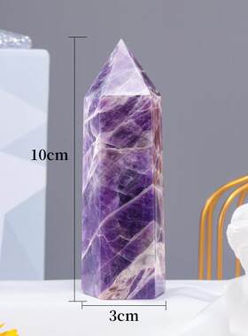 新款直销亚马逊10X3cm天然水晶柱摆件紫粉黄白水晶六棱单尖柱东海