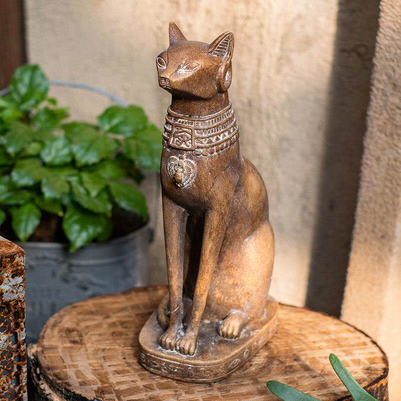 【掬涵】埃及猫招财猫中古摆件树脂客厅覆古摆设书房玄关装饰乔迁