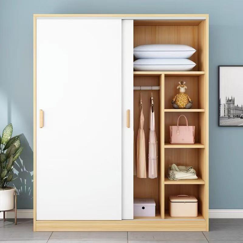 简易衣柜家用卧室出租房儿童实木收纳柜小户型推拉门衣橱