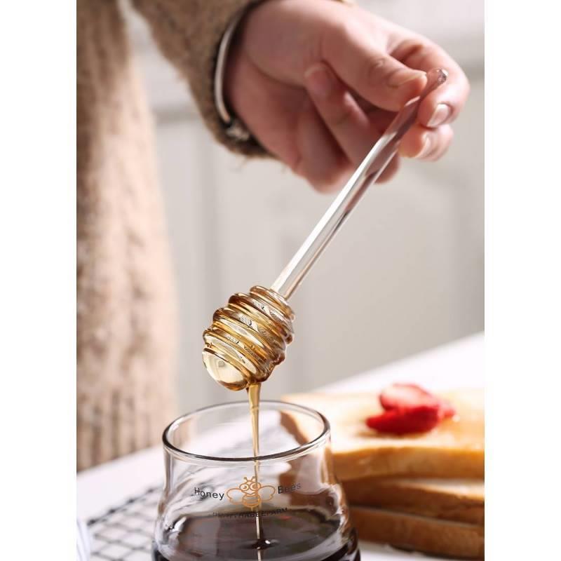 舀蜂蜜专用勺子创意可爱玻璃长柄咖啡果酱搅拌美食工具蜂蜜搅拌棒