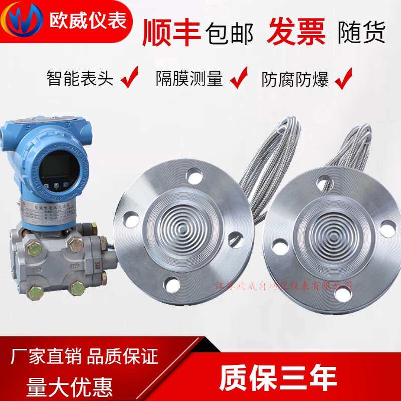 双法兰液位变送器 智能差压液位计 防腐数显隔膜毛细管液体测量