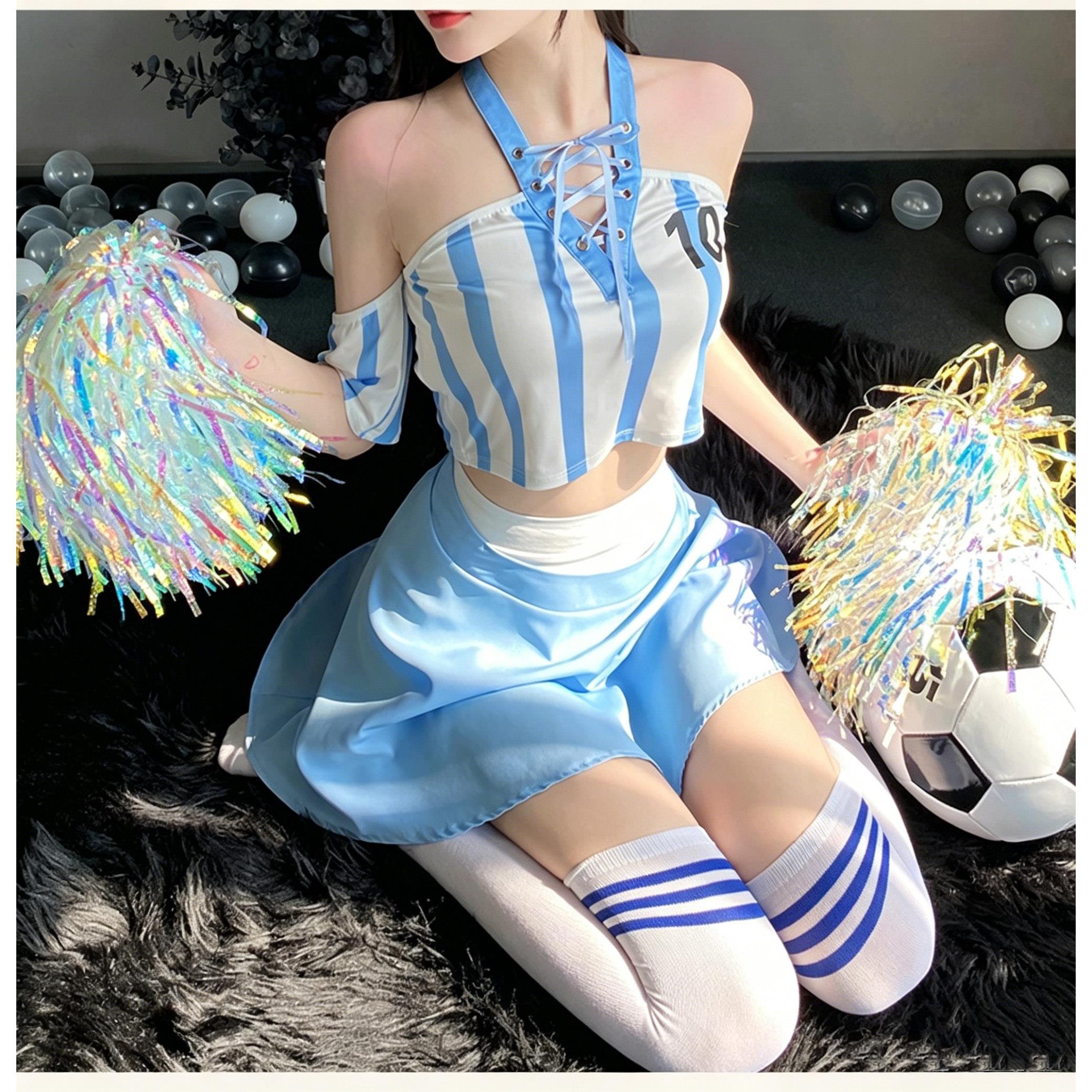 酒吧世界杯啦啦队演出服条纹足球宝贝套装夜店主题派对gogo表演服