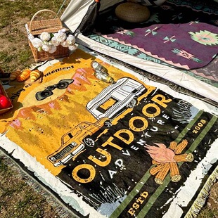 工厂梭织野餐毯美式户外露营毯子沙发盖布夏多功能线毯波西米亚毯