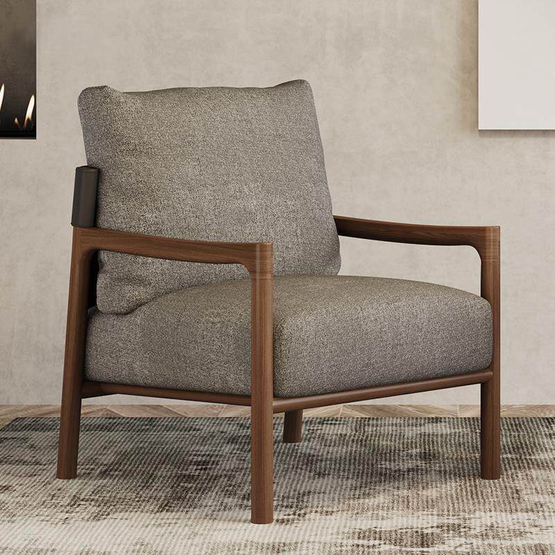 北欧实木休闲椅艺术单人沙发椅白蜡木客厅轻奢懒人沙发扶手椅子