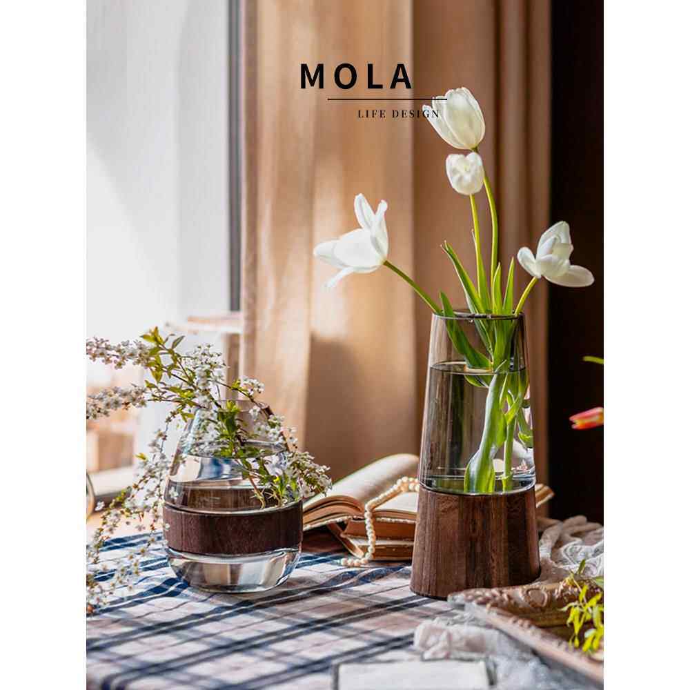 Mola·Tung花瓶家庭餐桌灯豪华木架玻璃装饰水花插花|同里