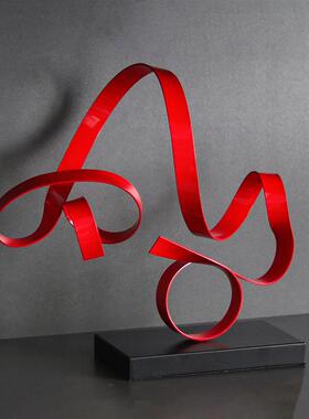 现代抽绳象JEO摆绕环结几何件轻奢艺术混天飘带样板房售楼处装饰
