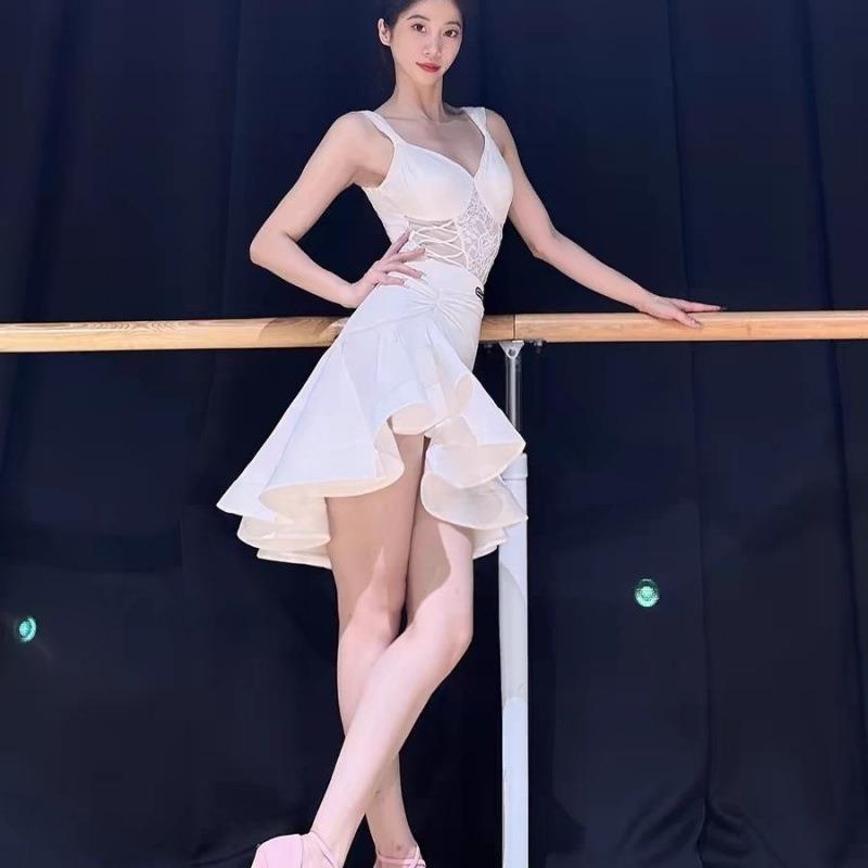 新款夏季拉丁舞服成人高级练功服吊带连体服套装舞蹈演出服拉丁舞