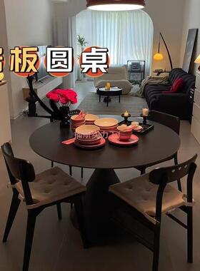 岩板圆形餐餐桌家居现代组简约圆桌YSW小户型家用饭桌椅合公寓宿