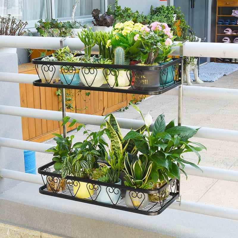 阳台花盆挂架栏杆花架置物架不锈钢多层挂式多肉绿植盆栽花架子