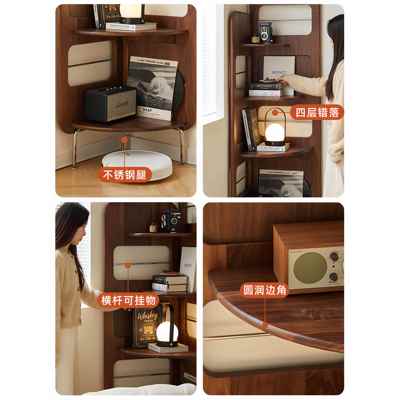 复古JFS转角柜实木置物书子沙边墙拐藤编三角发客厅落架中地卧室