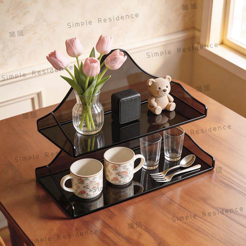 压克力桌面多层置物架杯架收纳层架餐桌茶具水杯咖啡杯桌上收纳层