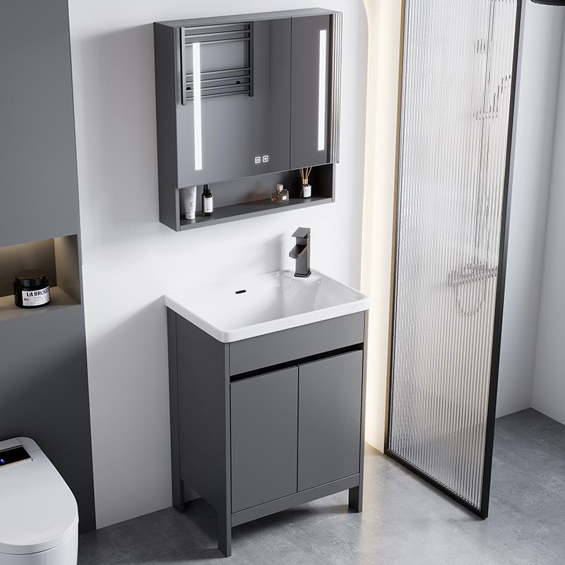 小户型加深落地式太空铝浴室柜组合陶瓷一体洗手盆洗脸盆洗漱台池