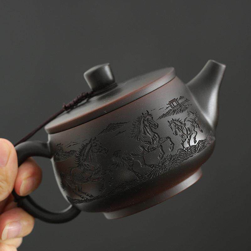 CH-025紫陶壶茶壶鸣壶大口汉瓦壶壶大施容量家用泡茶西壶纯手凤工