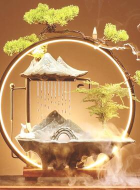 新中式陶瓷生财流水摆件创意家居水景客厅桌面办公室喷泉开业礼品