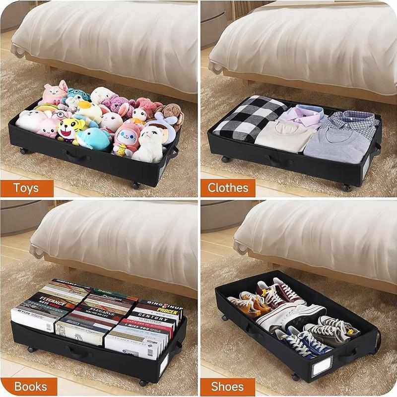 布艺可折叠床底收纳箱滑轮衣服整理箱带盖防尘床下家用杂物储物箱