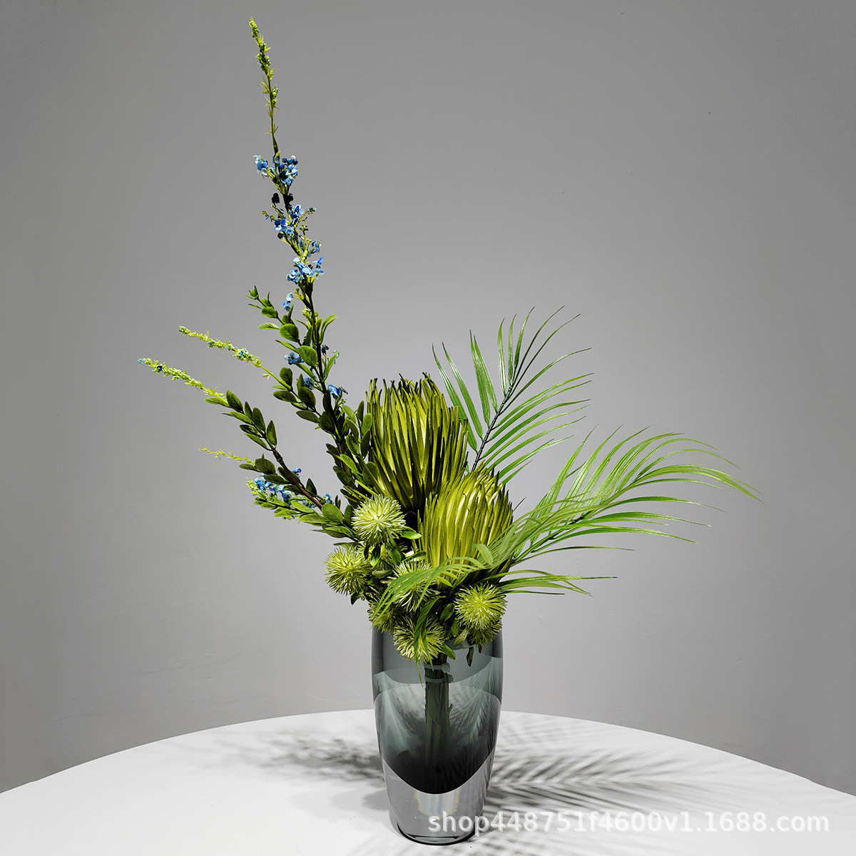 现代仿真花艺玻璃样板房假花花束轻奢家居软装客厅酒店装饰品摆件