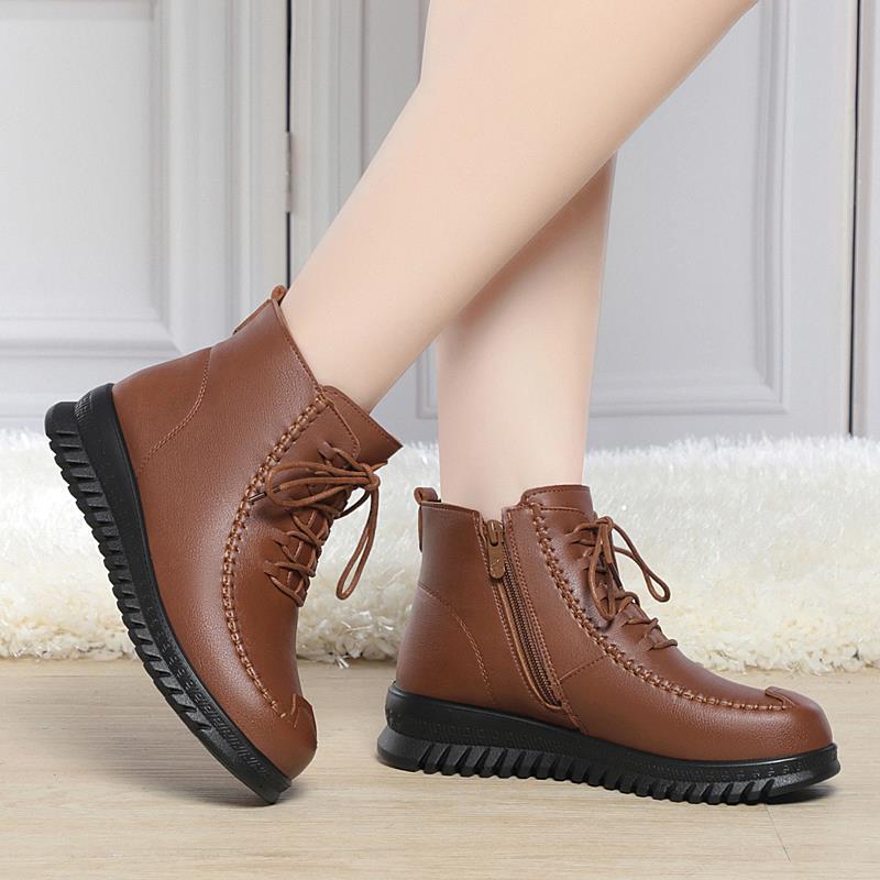 高档采购产品冬妈妈鞋，中季老老年人棉鞋，真鞋皮圆头羊毛衬里保