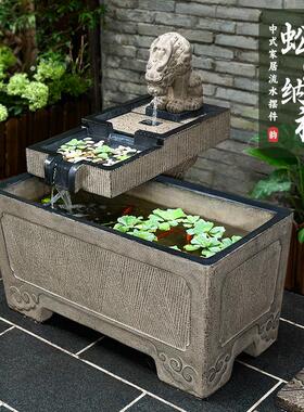 户外庭院流水循环大鱼缸流水摆件 入户门阳台财位水系景观养鱼池