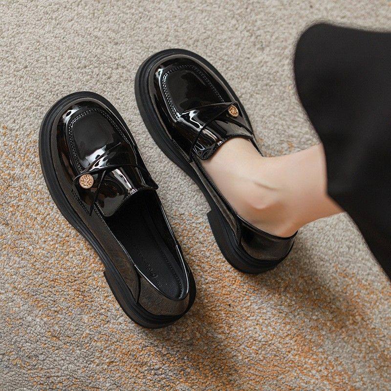 超纤内增高小皮鞋女2026新款秋季英伦风小个子豆豆鞋子厚底乐福鞋,女鞋,浅口单鞋,淘宝优惠券,粉丝福利购,淘宝优惠卷