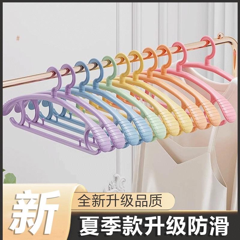 夏季新款衣架无痕学生晾衣服撑子防肩角防滑衣架彩宽肩虹衣架收纳