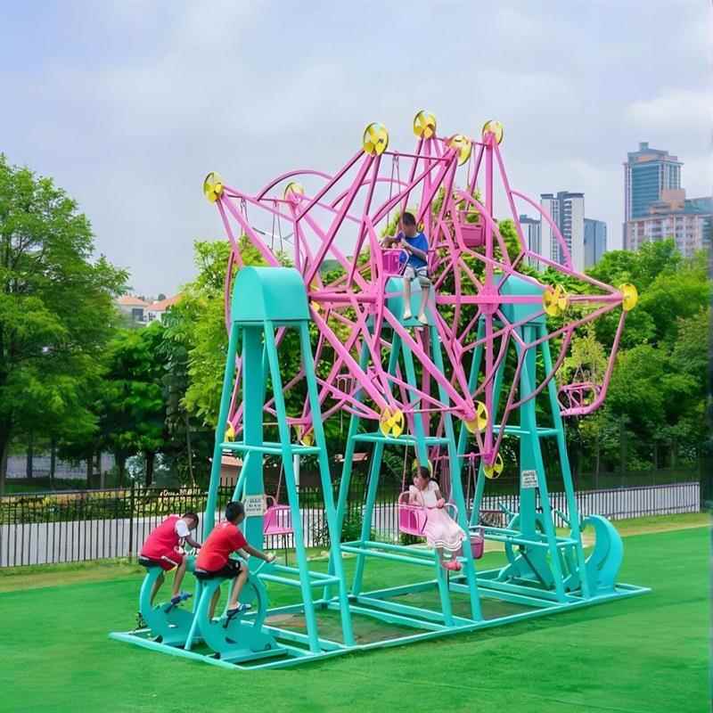 儿童游乐园网红无动力游乐设备脚踏旋转吊篮秋千坑爹迷你摩天轮