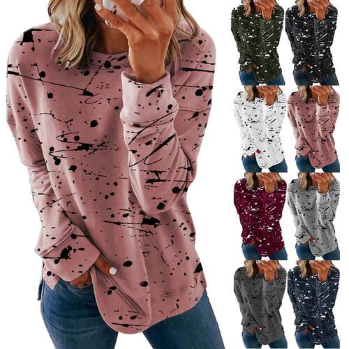Women'S Casual Loose Pocket Shirts Printed Tops, Fashion