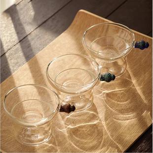 禾器简装 奉珠滤网全新一体激光打孔玻璃茶漏高档茶滤带底座滤茶器