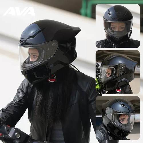 正品AVA红箭S头盔托摩车全盔女机车仿盔赛大盔夏季尾翼男大码小体