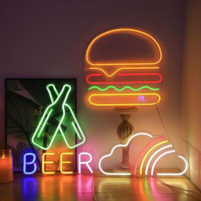 厂家供应跨境新品LED亚克力背板霓虹灯酒吧装饰灯BEER啤酒造型灯