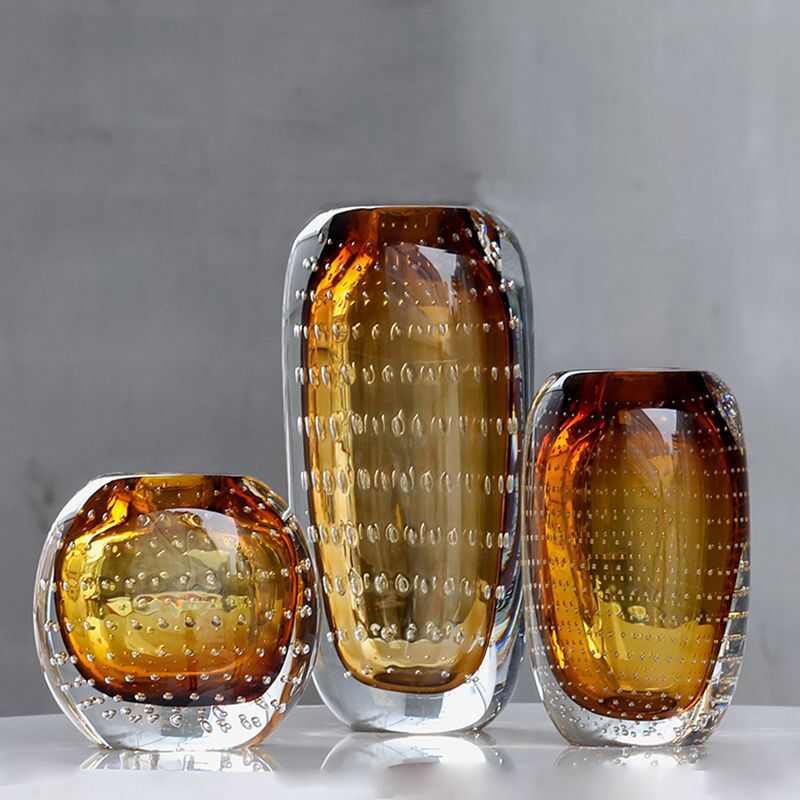 简约玻璃花瓶摆件创意客厅插花现代轻奢玄关桌面软装饰品