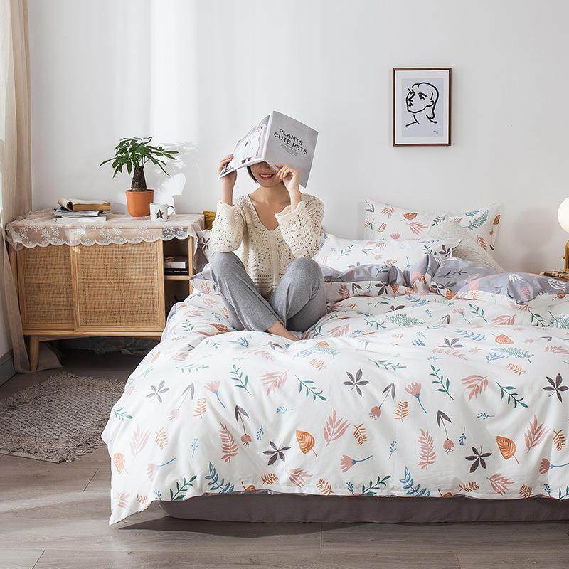 025新款全棉斜2纹四件套上品LEV学用生床纯床棉印花被套货源供货