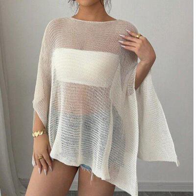 Women Chic Loose Fit Knit Poncho Shawl Tops Thin
