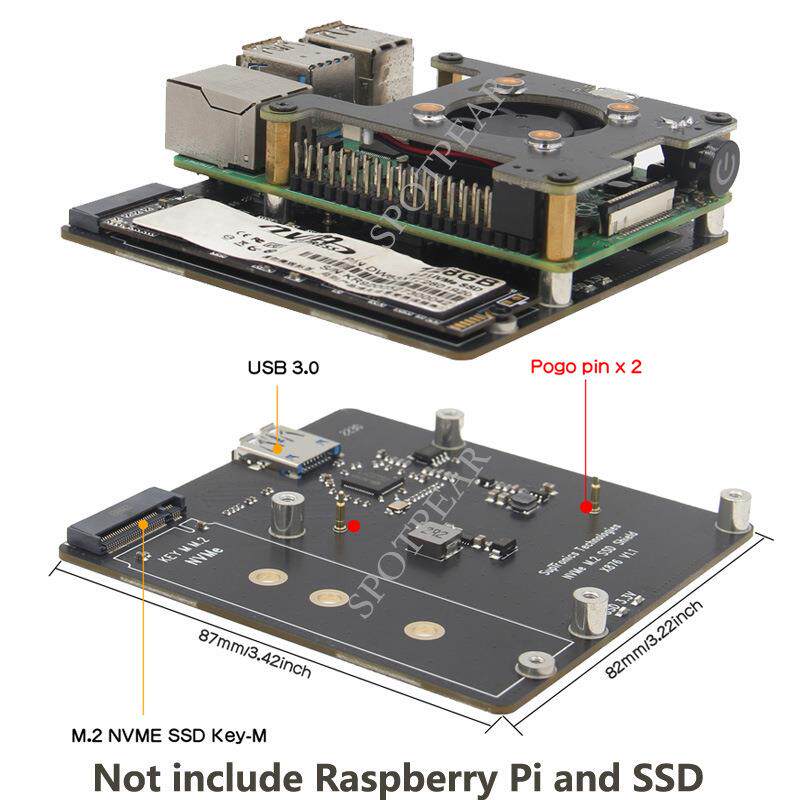 树莓派NAS存储模块X876 M.2 NVME SSD超薄扩展板