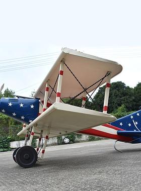 复古双翼艺飞机05232模型摆件手工艺品酒吧儿园天花板饰装空铁中