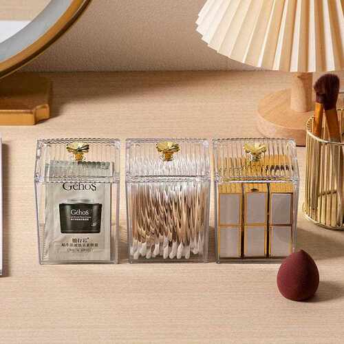 Luxury Lightweight Cotton Swab Storage Box with Lid, Dustpro
