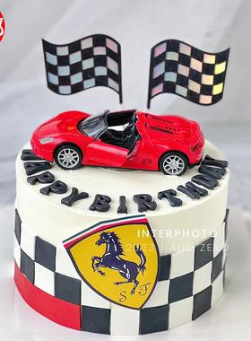 汽车蛋糕装饰红黑色跑车赛车敞篷车越野车摆件男神男士爸爸生日款