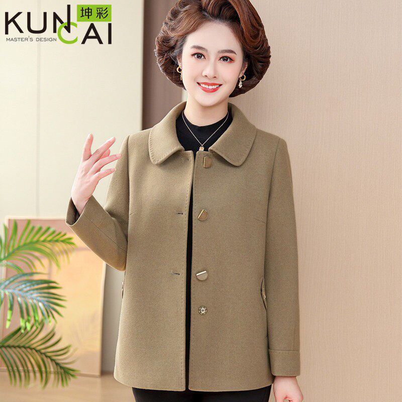 中年妈妈春装毛呢外套洋派2025新款中老年女装春秋呢子大衣短款