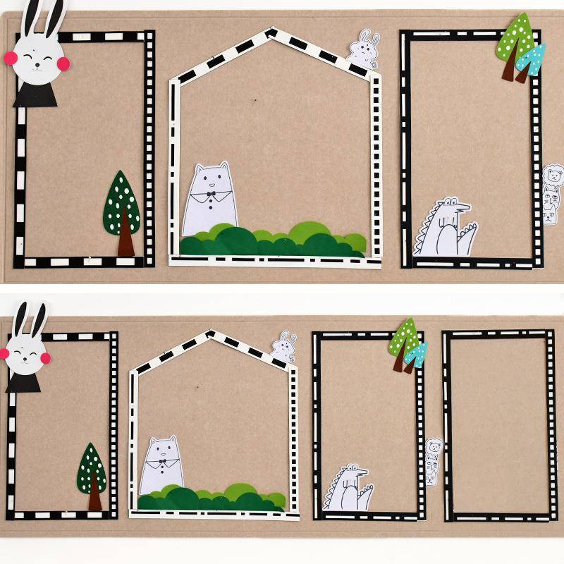 幼儿园卡通创意动物边框边条黑板报组合小学开学文化评比装饰材料