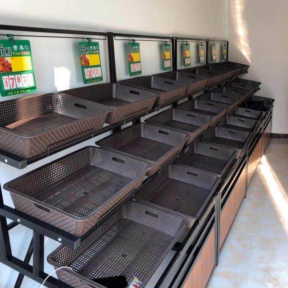 超市水果蔬菜货架果蔬展示架多层多功能落地中岛平台商用卖菜架子
